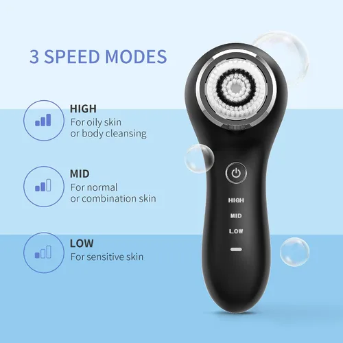 Vista 5 de COSBEAUTY Cepillo de limpieza facial sónico, exfoliante suave, cepillo de limpieza profunda, limpiador facial eléctrico con 5 cabezales de cepillo