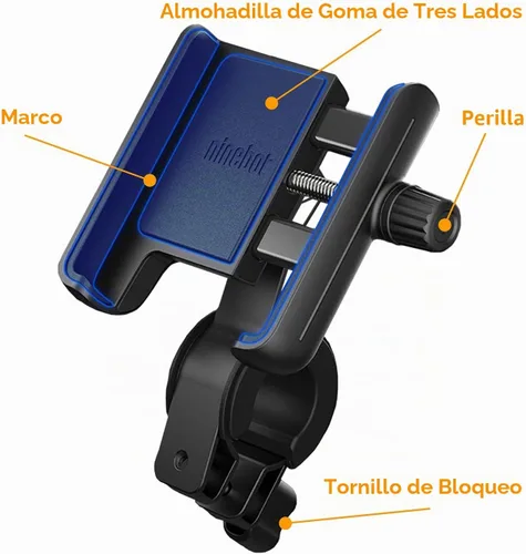 Vista 2 de Segway Ninebot - Soporte para teléfono, ajustable para scooter eléctrico eMoped para manillar de bicicleta, se adapta a cualquier teléfono celular
