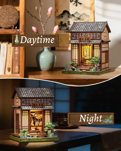 Vista 2 de Cutefun Book Nook Japón - Kit de casa en miniatura DIY para adultos, decoración de estantería, casa pequeña, rompecabezas 3D, manualidades, regalos