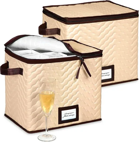 Vista 11 de Caja de almacenamiento para copas de vino con divisores, capacidad para 12 vasos de hasta 3.75 pulgadas de ancho, funda de almacenamiento para copas