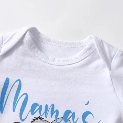 Vista 43 de Conjunto de 3 piezas de ropa de bebé recién nacido con estampado de manga larga + pantalones + sombrero