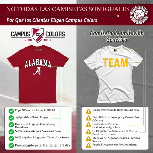 Vista 2 de Campus Colors NCAA - Camiseta de algodón para adulto, unisex, para el día del juego Azul marino