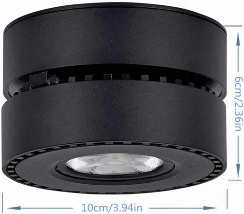 Vista 3 de Foco de techo LED regulable – 360° ajustable en superficie de atenuación de 12 W COB iluminación de techo interior Downlight de pared de aluminio