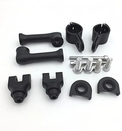 Vista 2 de XKMT-Kit de montaje de clavijas de carretera ajustables en ángulo largo negro compatible con bicicleta con tubo de marco de protector de motor