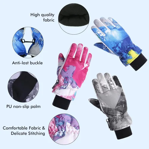 Vista 2 de EVBEA Guantes de nieve para hombre y mujer, impermeables, cálidos, térmicos, para esquí, snowboard