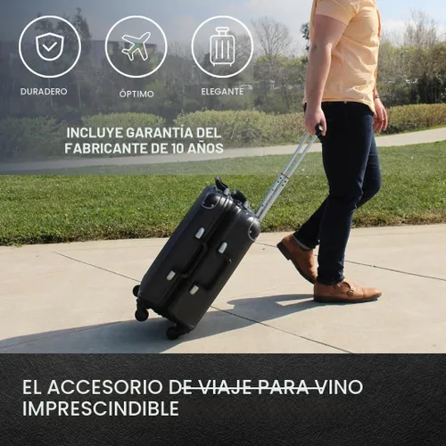 Vista 3 de VinGardeValise® The Piccolo - Maleta de vino – Equipaje de viaje de 5 botellas, aprobado por la TSA, carcasa dura duradera, espuma a prueba de Negro