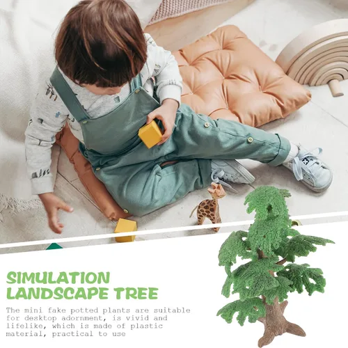 Vista 5 de Kisangel Juguete de árbol de paisaje, mini modelo de ciprés de pino, árbol simulado de 9.44 pulgadas para niños, decoración de oficina en el hogar