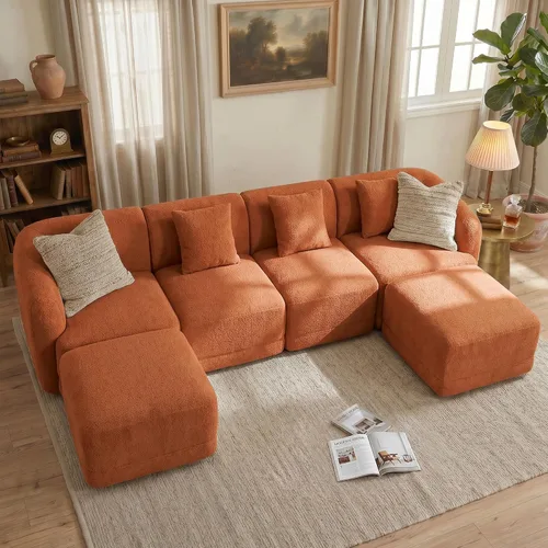 Vista 13 de Sofá modular de 3 plazas sin hueso de 112 pulgadas Blanco