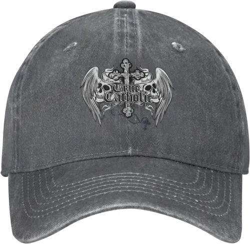 Vista 2 de Cowboy Hat Trendy Hats for Man and Women Djustable Four Season Outdoor Baseball Cap of Hell Skull with Angel Deep Heather