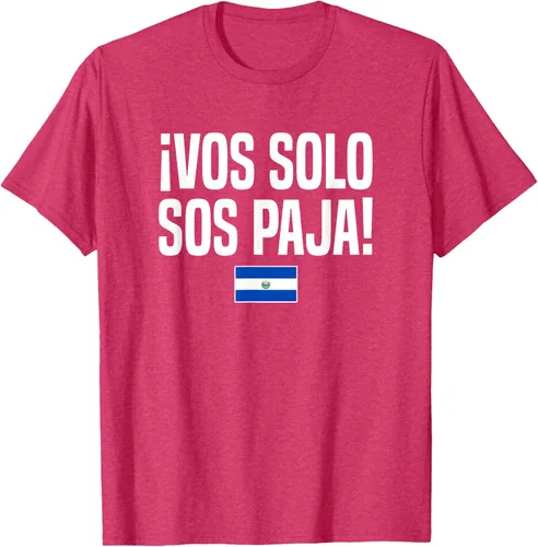Vista 29 de Camiseta Vos Solo Sos Paja Salvadoran Slang Bandera de El Salvador, Negro