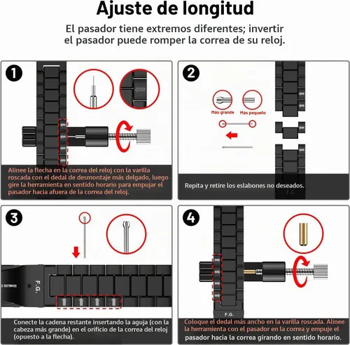 Vista 6 de E ECSEM Bandas compatibles con Amazfit T-Rex 2 Band Men Metal Ajustable Acero Inoxidable Cool Pulsera Accesorios Correa de repuesto para Amazfit