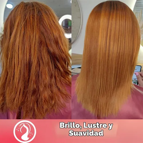 Vista 7 de Tratamiento de alisado de queratina brasileña, sistema de alisado para cabello seco y dañado, tratamiento capilar de proteína en un solo paso sin