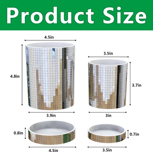 Vista 2 de Adnee Maceta de bola de discoteca de 4.8 + 3.7 pulgadas para plantas de interior, maceta de discoteca, macetas de interior con orificio de drenaje