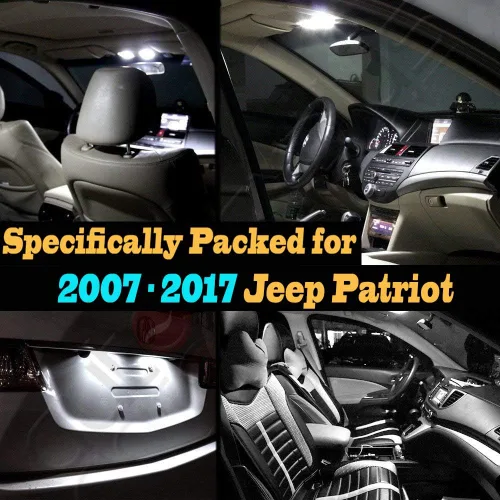 Vista 2 de Paquete de 10 luces LED para interior de automóvil, color blanco superblanco, 6000 K, compatible con Jeep Patriot 2007-2017