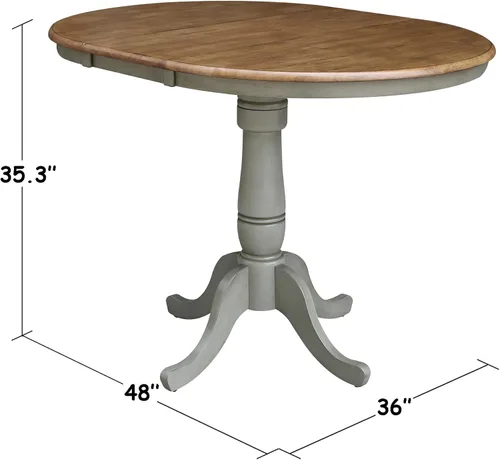 Vista 6 de IC INTERNATIONAL CONCEPTS Mesa de comedor redonda de 36 pulgadas con 2 taburetes, nogal envejecido/piedra