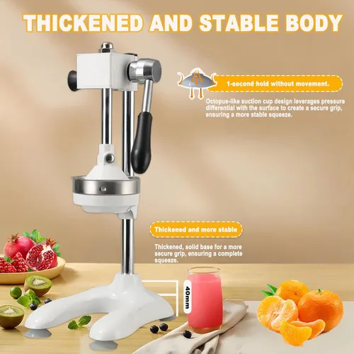 Vista 7 de Exprimidor manual de hierro fundido, exprimidor manual de acero inoxidable, máquina trituradora de cítricos de lima para jugo de naranja de limonada