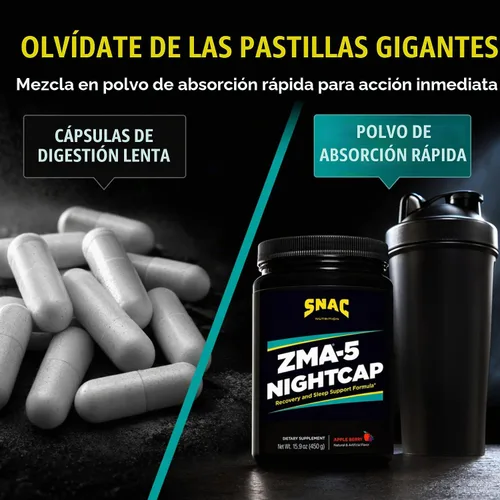 Vista 3 de ZMA-5 Nightcap Rapid Recovery - Suplemento preentrenamiento para sueño profundo, 15.87 oz