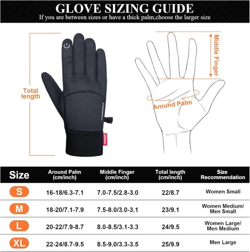 Vista 6 de Anqier Guantes de invierno, guantes cálidos resistentes al viento, para hombres y mujeres, para ciclismo, correr, actividades al aire libre, Negro