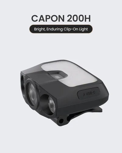 Vista 2 de Claymore Capon 200H (gris menta) - Linterna frontal LED recargable con clip, luz ligera para camping, correr, senderismo, emergencia y uso