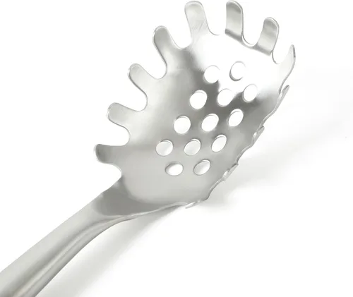 Vista 5 de Calphalon Edge - Servidor de pasta de acero inoxidable con mango de silicona, resistente al calor, antiadherente, seguro, tenedor para servir pasta