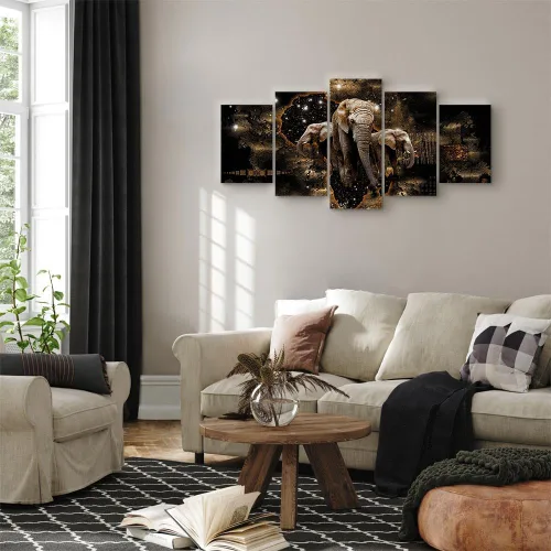 Vista 4 de artgeist Lienzo acústico para pared, diseño de África, 40 x 20 pulgadas, 5 piezas con impresión de sonido de espuma acústica, sala de arte de África