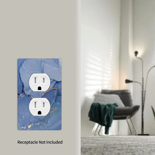 Vista 22 de Placas de interruptor de luz de doble palanca con diseño de tortuga marina y estrella de mar del océano, cubiertas de tomacorriente de 2 gang A1