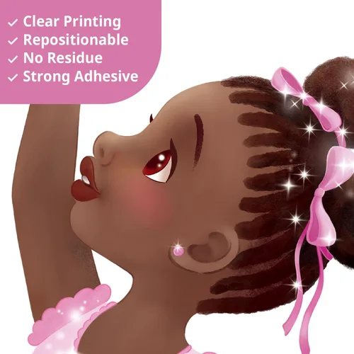 Vista 4 de DECOWALL SG2-2319 Chica Negra Bailarina Mágica Pegatinas de Pared Calcomanías Afro Arte Mujeres Inspirador Dormitorio Guardería Regalo Hermosa Sala