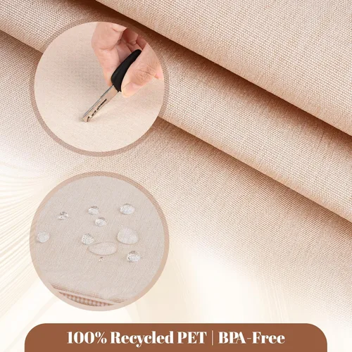 Vista 5 de Juego de bolsas organizadoras de almacenamiento transparentes, paquete de 4 cubos de embalaje de viaje con ventana, color beige, Rosado, Juego de 4
