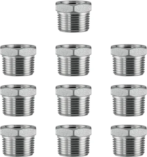 Vista 10 de Adaptador de acero inoxidable de 1 pulgada macho NPT a 1/2" hembra NPT reductor hexagonal buje adaptador de montaje de tubería (paquete de 5)