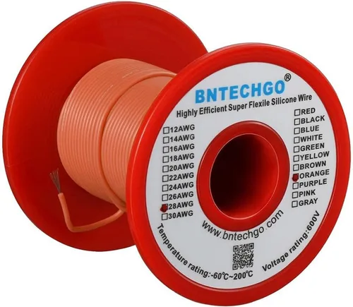 Vista 23 de BNTECHGO Carrete de alambre de silicona de calibre 28 rojo 250 pies Flexible 28 AWG alambre de cobre estañado trenzado