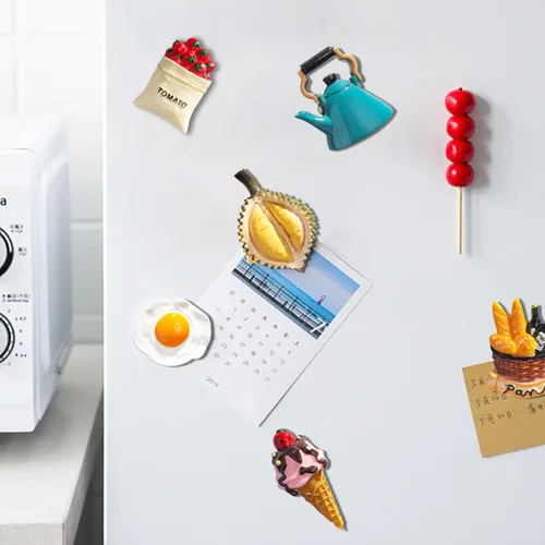 Vista 4 de 10 imanes para refrigerador de alimentos, resina 3D, lindos y divertidos imanes para nevera para refrigerador, microondas, pizarra blanca