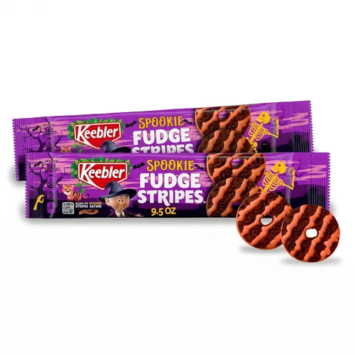 Vista 10 de Keebler Spookie Fudge Stripes, galletas sabor vainilla de Halloween