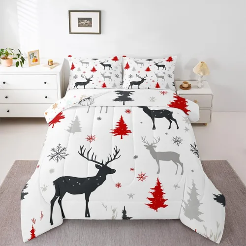 Vista 20 de Erosebridal Juego de edredón de Feliz Navidad, tamaño individual, divertido edredón de Papá Noel para niños y niñas, edredón de plumón de pingüino