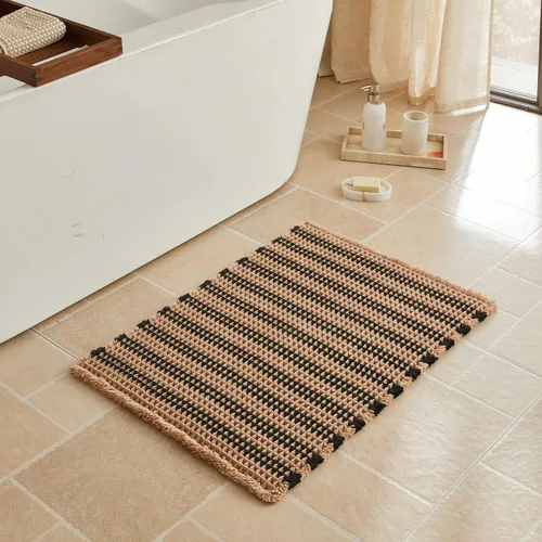 Vista 64 de Triohero Tapete de baño con diseño de gofre, tapete de baño pequeño y bohemio, antideslizante, lavable, ultra suave, súper absorbente, de secado