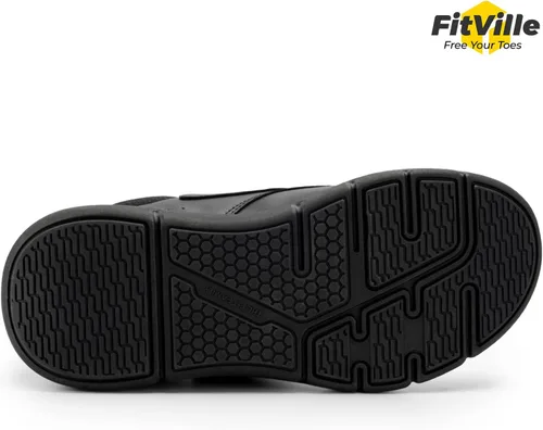 Vista 6 de FitVille Zapatos para diabéticos para hombre, zapatos de cuero extra anchos para caminar para recuperación de Edema con gancho y bucle, zapatos