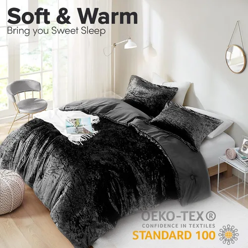 Vista 2 de Comfort Spaces - Juego de edredón reversible de terciopelo negro, 2 piezas Back to School twin XL Dorm Bedding Sets, Brushed Microfiber Reverse
