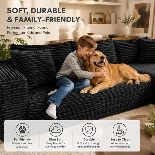 Vista 4 de Sofá modular de nube seccional de 108 pulgadas para sala de estar, asiento profundo en forma de L, sofá sin hueso con diván de gran tamaño, cómodo