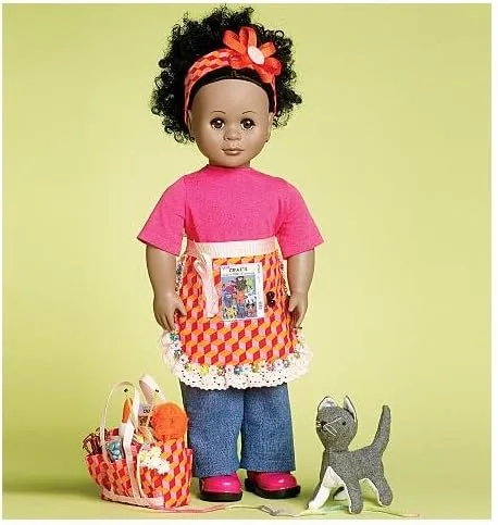 Vista 2 de McCall's Patterns M6451 18" (46cm) Ropa de muñeca, Bolso, Toalla y Gato, Talla única