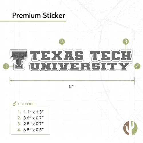 Vista 2 de Desert Cactus Calcomanía de vinilo de la Universidad de Texas Tech TTU Red Raiders con nombre, calcomanía de vinilo para botella de agua