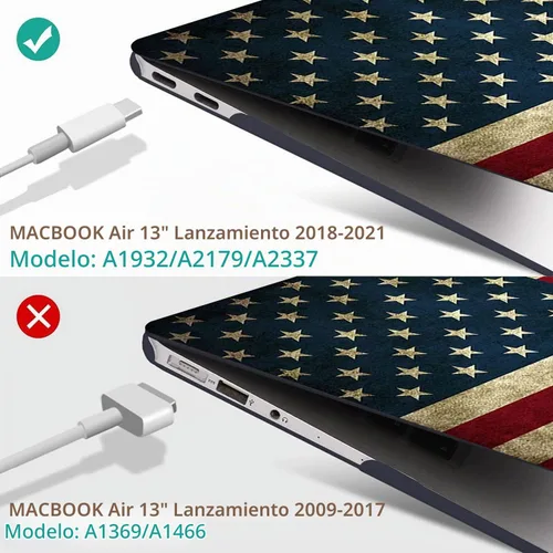 Vista 3 de Funda compatible con MacBook Air de 13 pulgadas 2022, 2021-2018 A2337 M1 A1932 A2179, carcasa de plástico duro duradero, cubierta de teclado
