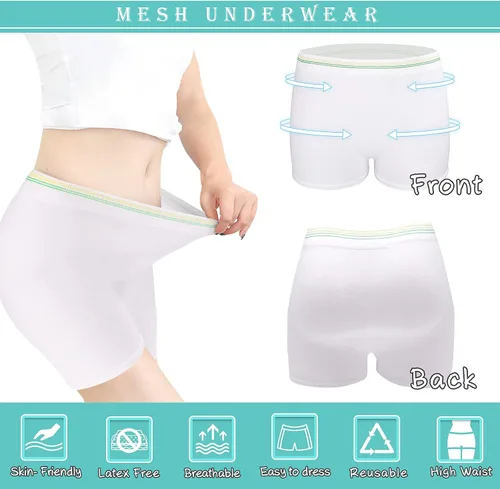 Vista 3 de Ropa interior posparto de malla, pantalones de maternidad desechables para recuperación de cesárea, bragas transpirables sin costuras