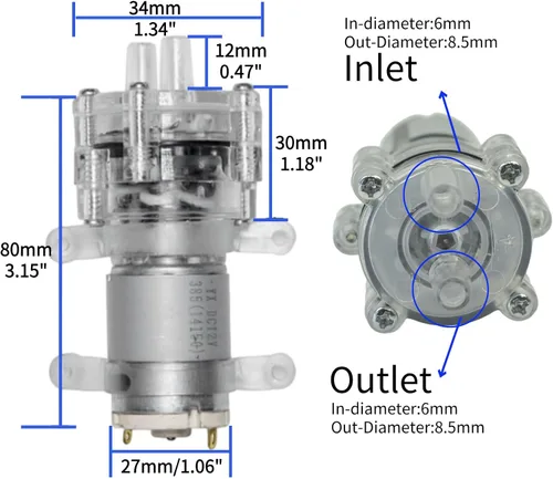 Vista 2 de CONQUERALL DC 12V 385 Bomba autocebante de diafragma Accesorios de té resistentes a altas temperaturas para pecera, dispensador de agua