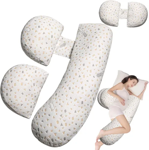 Vista 9 de Almohada de embarazo para mujer, almohada de maternidad de cuerpo completo para soporte de espalda y cadera, funda suave extraíble para comodidad
