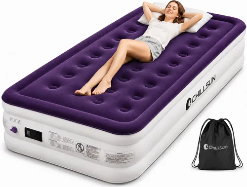 Vista 18 de CHILLSUN Colchón de aire doble con bomba incorporada, cama inflable