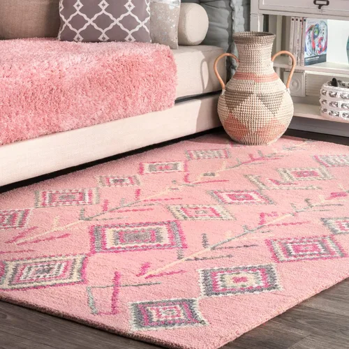 Vista 9 de NuLOOM Belini Alfombra de lana con acento a mano, 2 pies x 3 pies, color marfil Nuloom Belini Trellis - Alfombra de lana para sala de estar