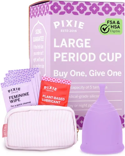 Vista 16 de Copa menstrual de Pixie - Sin metales ni toxinas - Clasificada como la más suave y reutilizable - Uso de 12 horas - 100% de silicona de grado médico