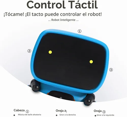 Vista 3 de GILOBABY - Robot inteligente, control táctil y de voz juguete interactivo para niños de 3 a 5 años Interactive & Smart, Touch & Voice Control Azul