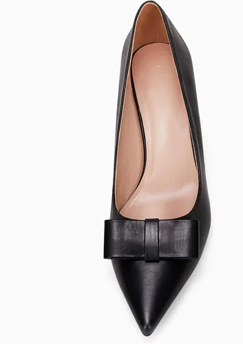 Vista 5 de Coutgo Zapatos de vestir de tacón de gatito para mujer, zapatos de vestir para boda, puntera cerrada, tacón de lazo sexy, zapatos de trabajo