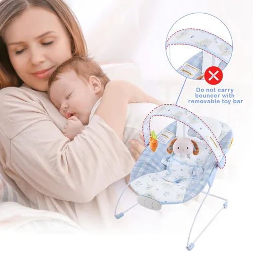 Vista 7 de Bouncer para bebés, asiento hinchable para bebés con música y vibraciones, balancín portátil para recién nacidos