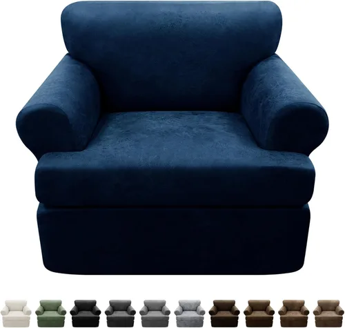 Vista 127 de Fundas para Sillón de 2 Piezas con Cojín en T, Fundas de Aspecto de Cuero para Sofá, Fundas para Sillas, Protector de Muebles Elástico, Funda
